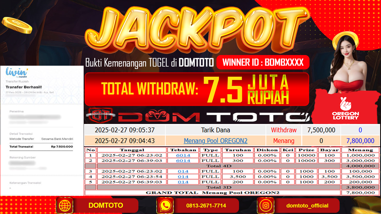 JACKPOT TOGEL OREGON 2  27 FEBRUARI 2025